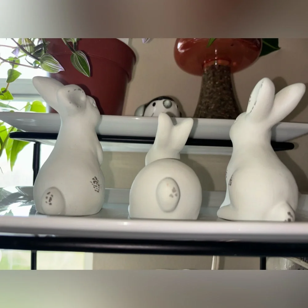 Set of 3 Target Cement Bunny Figures